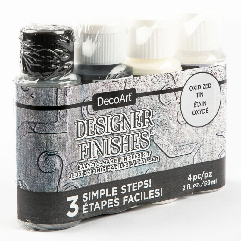 Dark Slate Gray DecoArt Designer Finishes Paint Pack 4/Pkg-Oxidized Tin Craft Paint Finishes Varnishes and Sealers