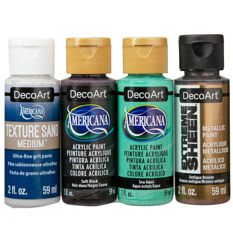 Gray DecoArt Designer Finishes Paint Pack 4/Pkg-Cast Bronze Craft Paint Finishes Varnishes and Sealers