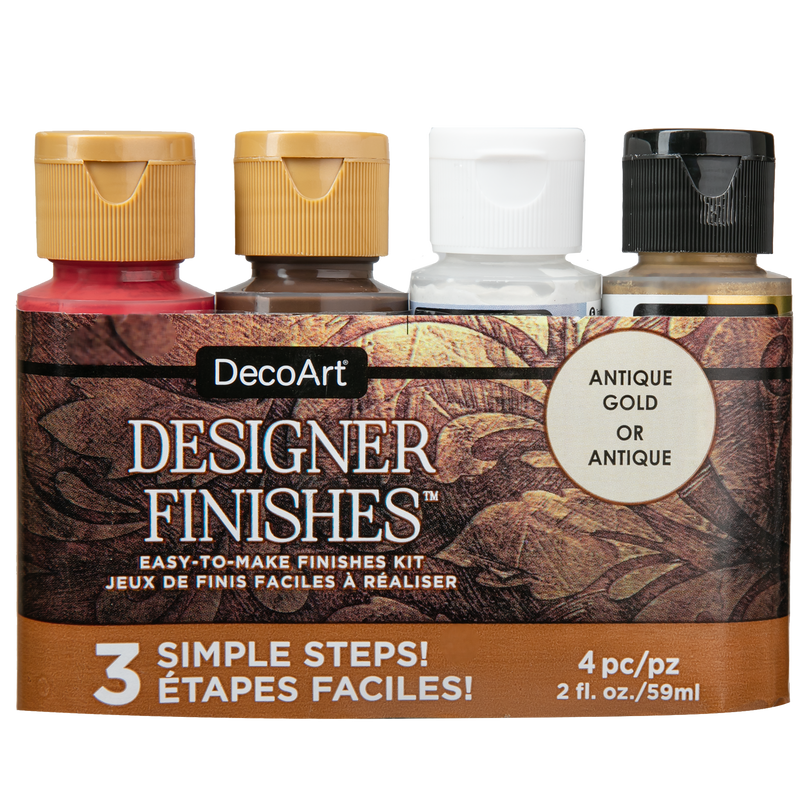 Sienna DecoArt Designer Finishes Paint Pack 4/Pkg-Antique Gold