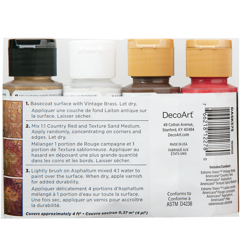 Light Gray DecoArt Designer Finishes Paint Pack 4/Pkg-Antique Gold