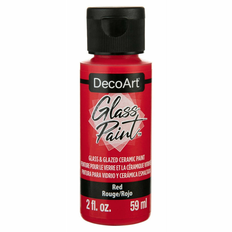 Black DecoArt Glass Paint 59ml Red Glass and Ceramic Paint