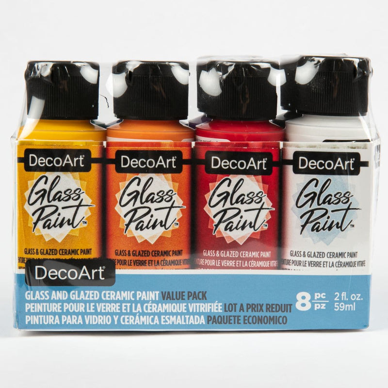 Dark Slate Gray DecoArt Glass Paint Value Pack 8/Pkg Primary/Basics Glass and Ceramic Paint