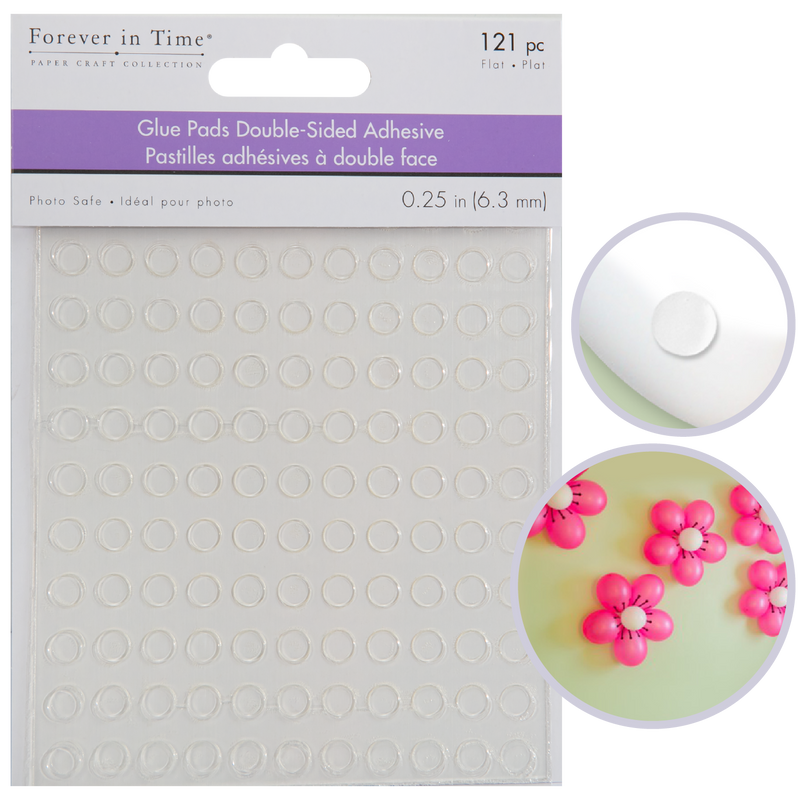 Light Gray MultiCraft Clear Glue Pads: High Tack Flat Acid Free-Round 6.35mm (121 Pieces) Craft Basics