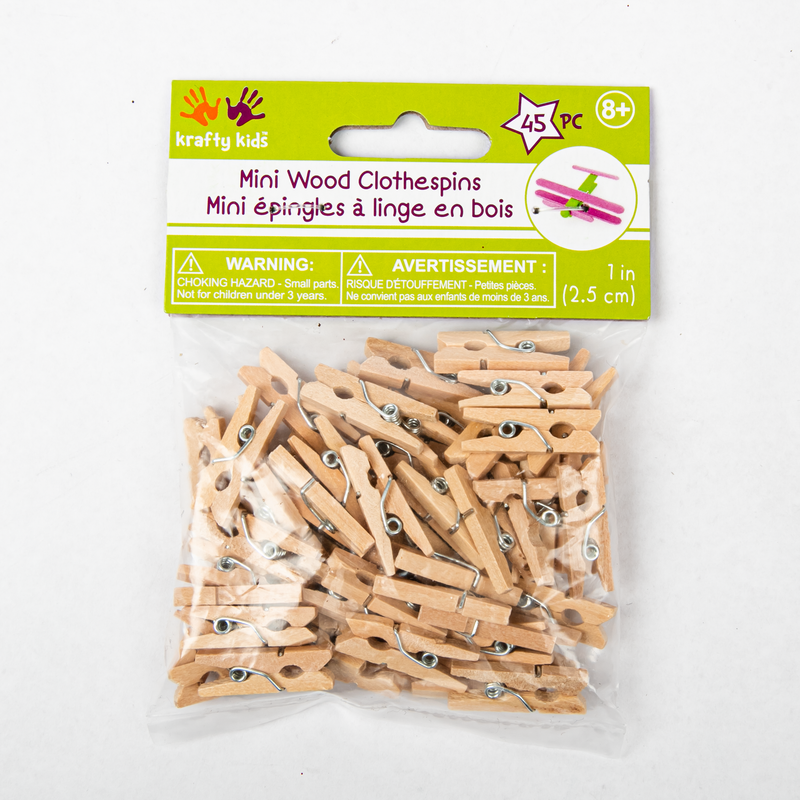 Antique White Mini Wood Clothespins - Natural 45 Pieces - 25mm Pipe Cleaners