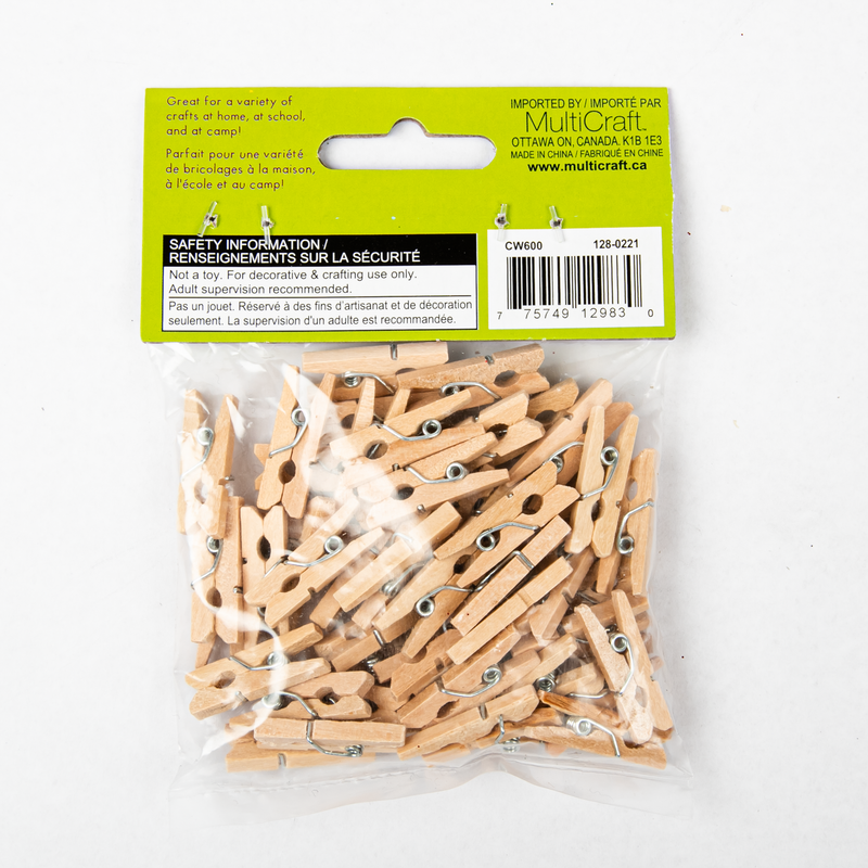 Beige Mini Wood Clothespins - Natural 45 Pieces - 25mm Pipe Cleaners