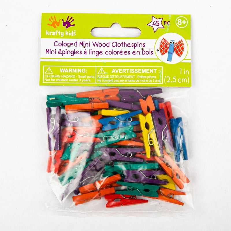 Light Goldenrod Mini Wood Clothespins - Coloured 45 Pieces - 25mm Pipe Cleaners