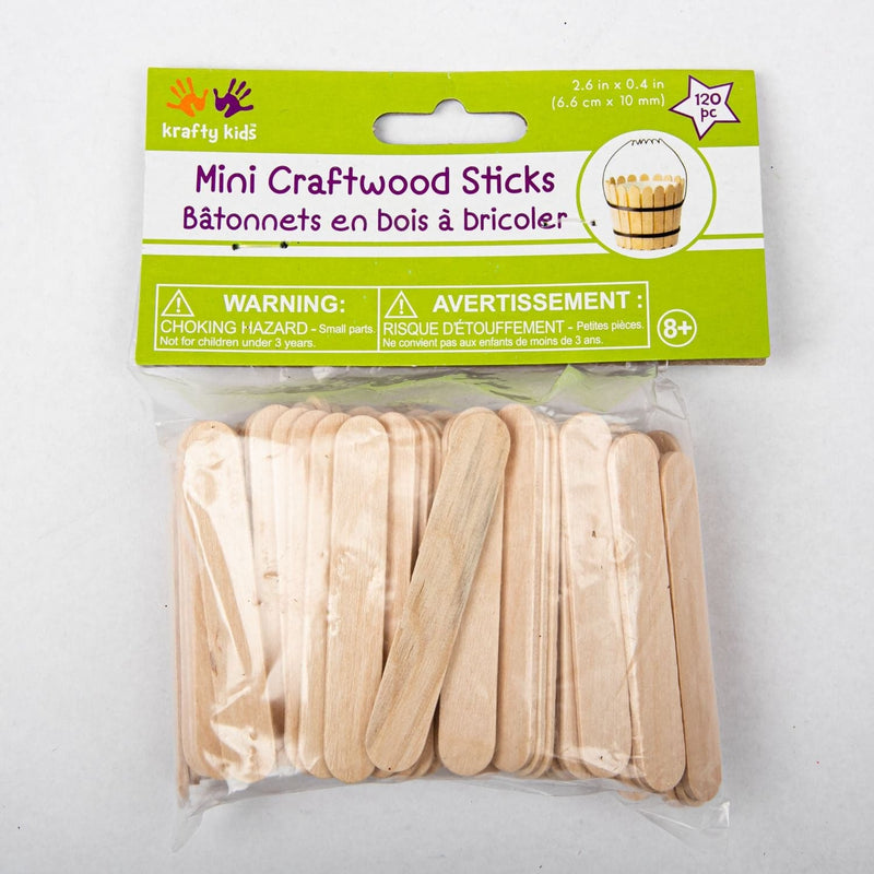 Tan Mini Natural Craft Sticks - 120 Pieces Kids Wood Craft