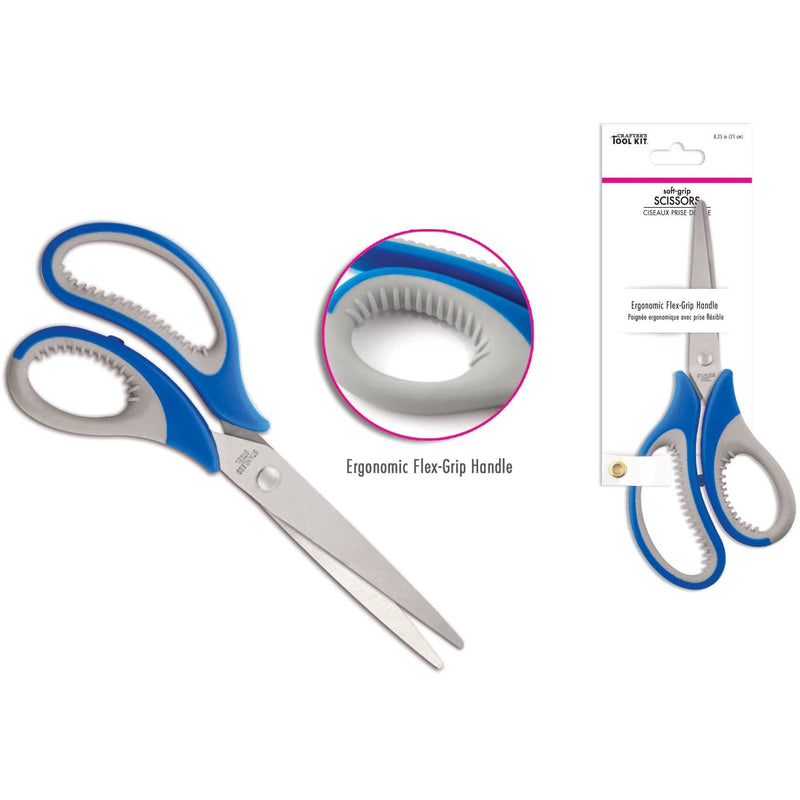 Gray MultiCraft Crafter's Toolkit: Soft Grip Scissors 21cm Paper Craft