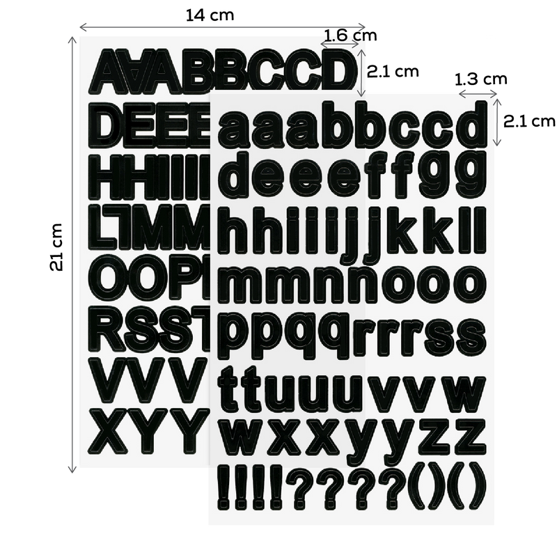 Black MultiCraft Paper Craft Sticker: Font Medley-Black Block Large 19.1mm, 14.2x22.1cm (2 Sheets) Paper Craft