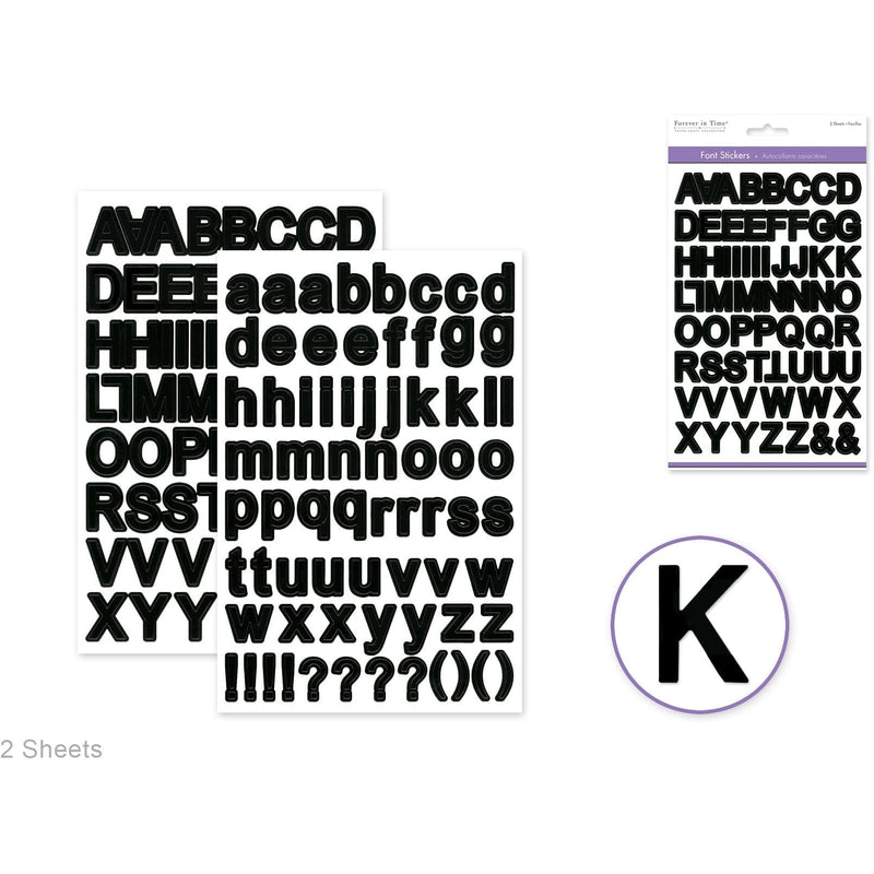 Light Gray MultiCraft Paper Craft Sticker: Font Medley-Black Block Large 19.1mm, 14.2x22.1cm (2 Sheets) Paper Craft