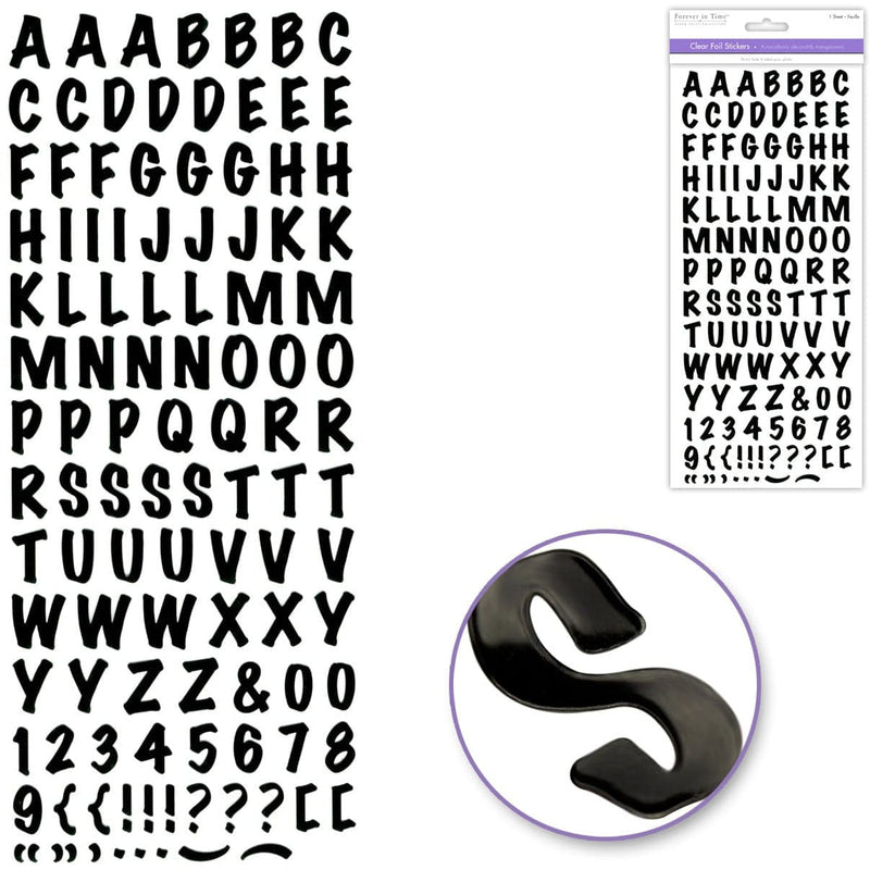 Black MultiCraft Paper Craft Sticker: Foil Fancy Everyday Themes Clear Photo Safe-Black Caps Font 12.7x30.5cm Paper Craft