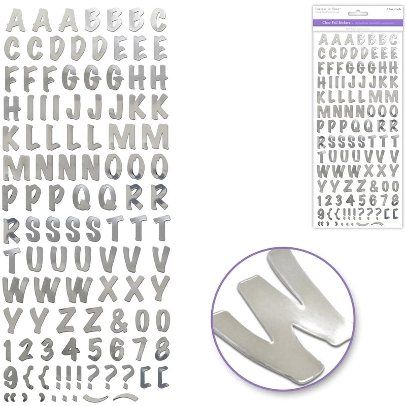 Gray MultiCraft Paper Craft Sticker: Foil Fancy Everyday Themes Clear Photo Safe-Silver Caps Font 12.7x30.5cm Paper Craft