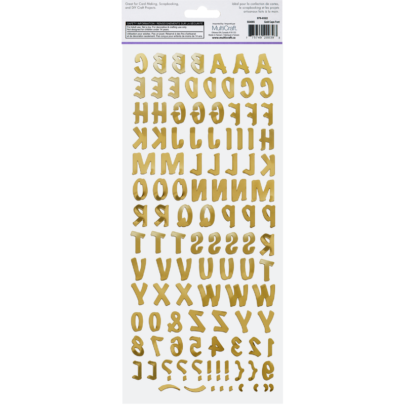 Dark Khaki MultiCraft Paper Craft Sticker: Foil Fancy Everyday Themes Clear Photo Safe-Gold Caps Font 12.7x30.5cm Paper Craft