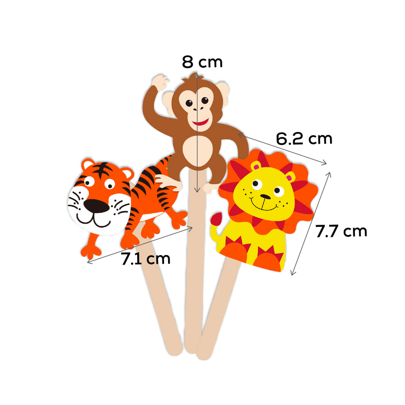 MultiCraft Krafty Kids Kit DIY Foam Character Stick PuppetsJungle Pa