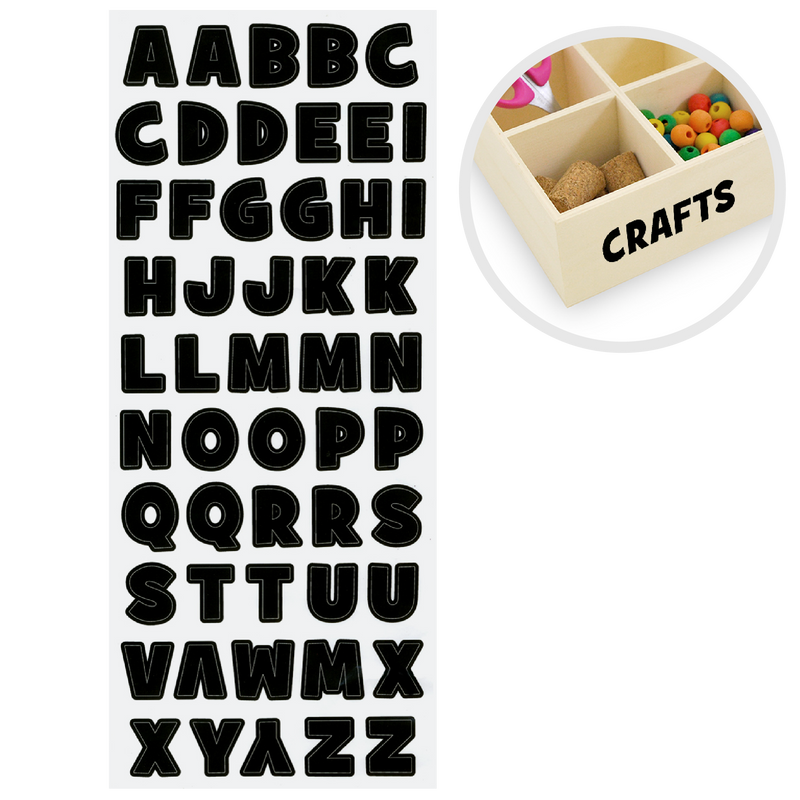 Beige MultiCraft Paper Craft Sticker: Letters & Numbers Medley Clear-Letters Black Bold 12.7x30.5cm Paper Craft