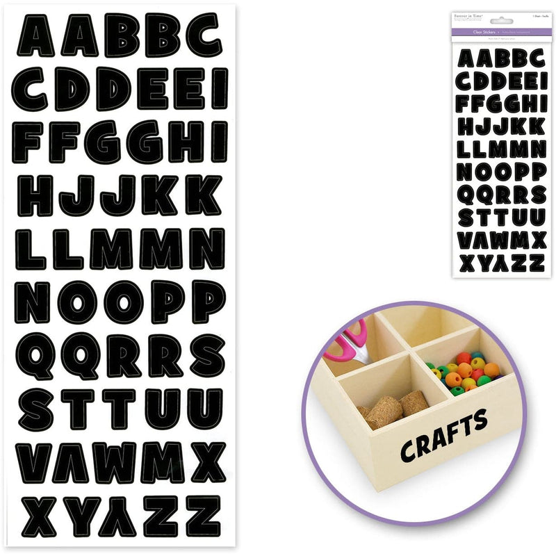 Black MultiCraft Paper Craft Sticker: Letters & Numbers Medley Clear-Letters Black Bold 12.7x30.5cm Paper Craft