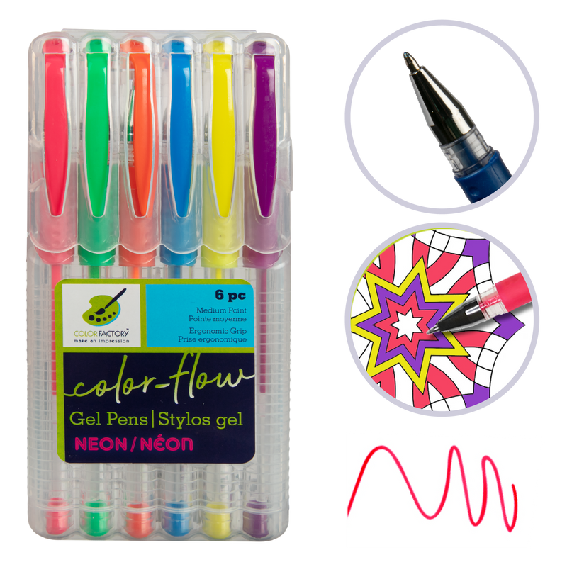 Gray MultiCraft Color Flow Gel Pen 'Living In Color' Premium-Neons (6 Pack) Pens and Markers