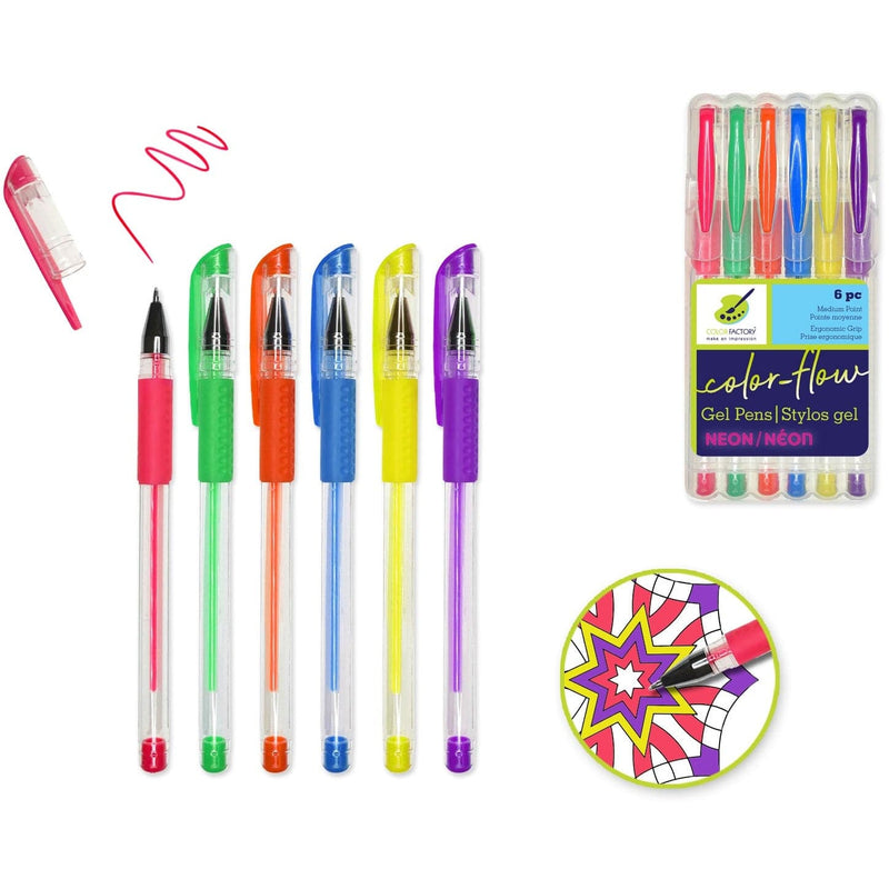 Dark Slate Gray MultiCraft Color Flow Gel Pen 'Living In Color' Premium-Neons (6 Pack) Pens and Markers