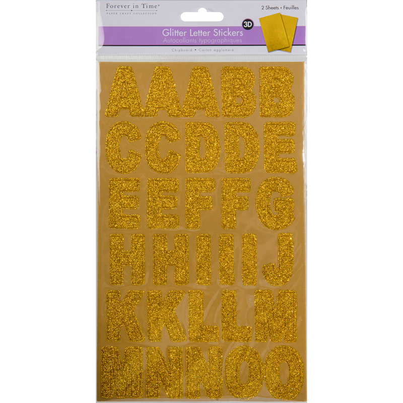 Dark Goldenrod MultiCraft Paper Craft Stickers: Chipboard Glitter Letters-Gold 14.5cmx24cm (2 Sheets) Paper Craft