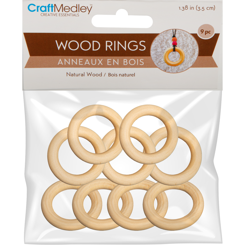 Light Gray MultiCraft Craftwood Rings-Natural 35mm (9 Piece) Woodcraft