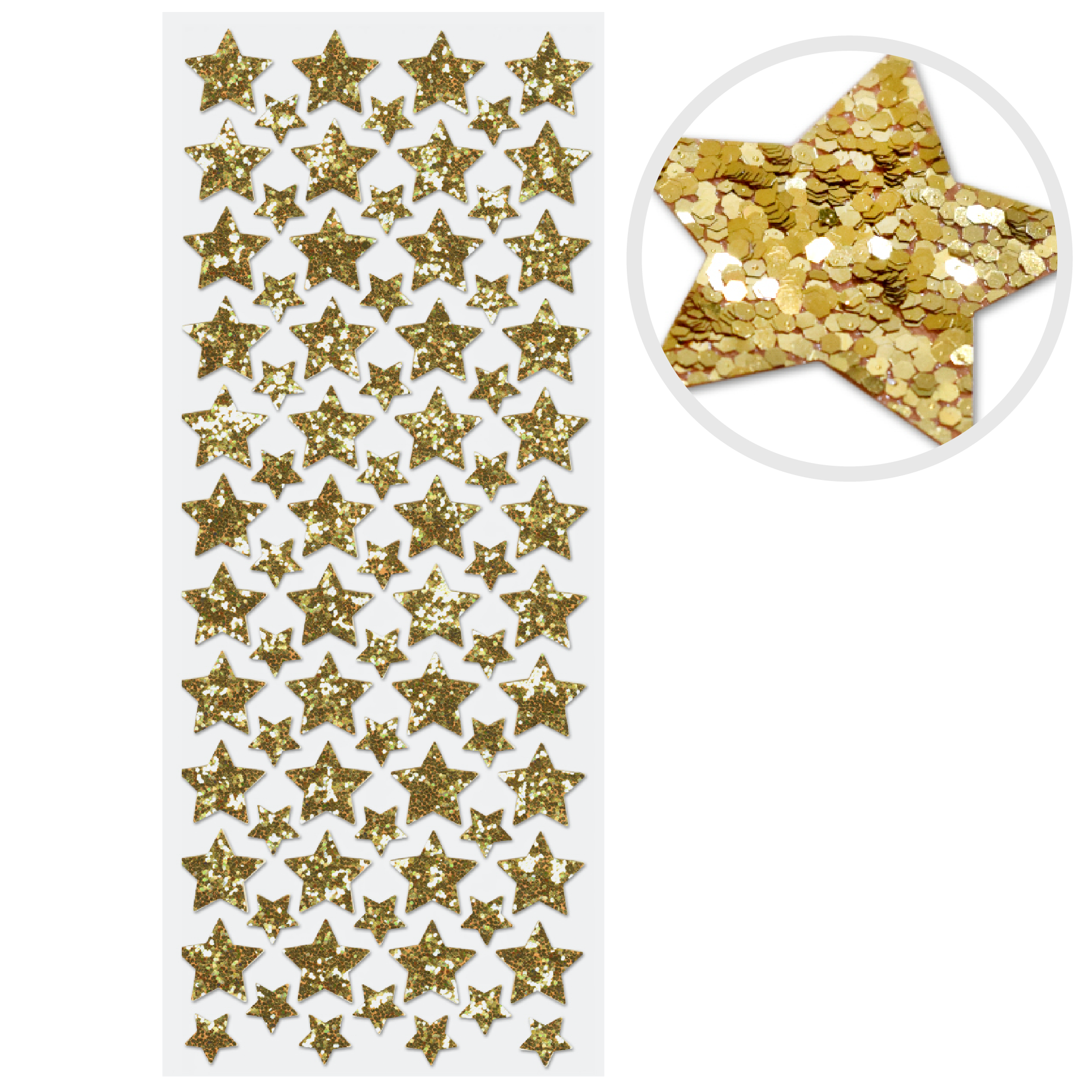 MultiCraft Paper Craft Sticker: Glitter Shapes-Gold Stars 12.5x30.5cm