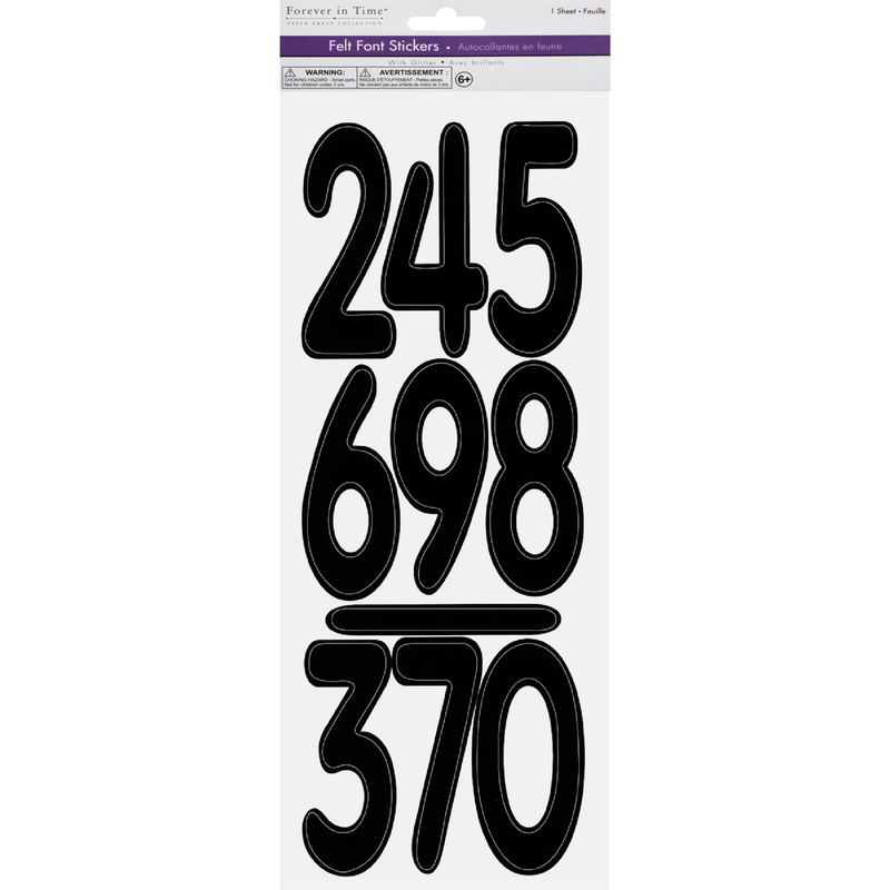 Black MultiCraft Paper Craft Sticker: Letters & Numbers Medley Clear-Numbers Black 88.9mm, 12.7x30.5cm Paper Craft