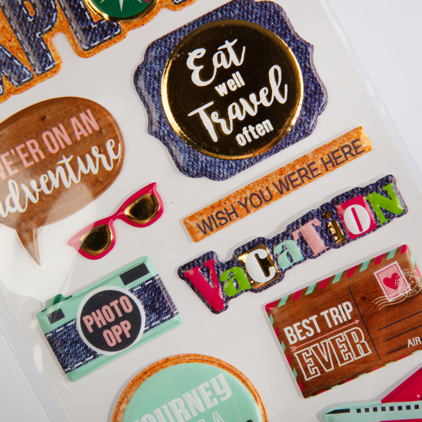 Light Gray MultiCraft Paper Craft Sticker: 3D Foil Pop Up-Explore 17.5x9.5cm Paper Craft