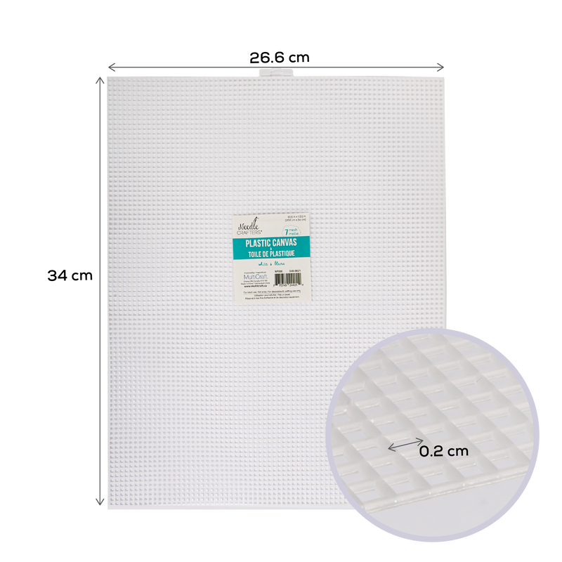 Light Gray MultiCraft Plastic Canvas 7 Mesh-White 26.7x34.3cm Needlework