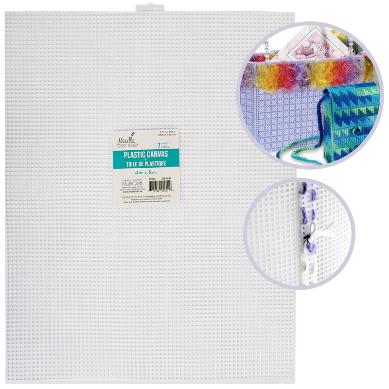 Light Gray MultiCraft Plastic Canvas 7 Mesh-White 26.7x34.3cm Needlework