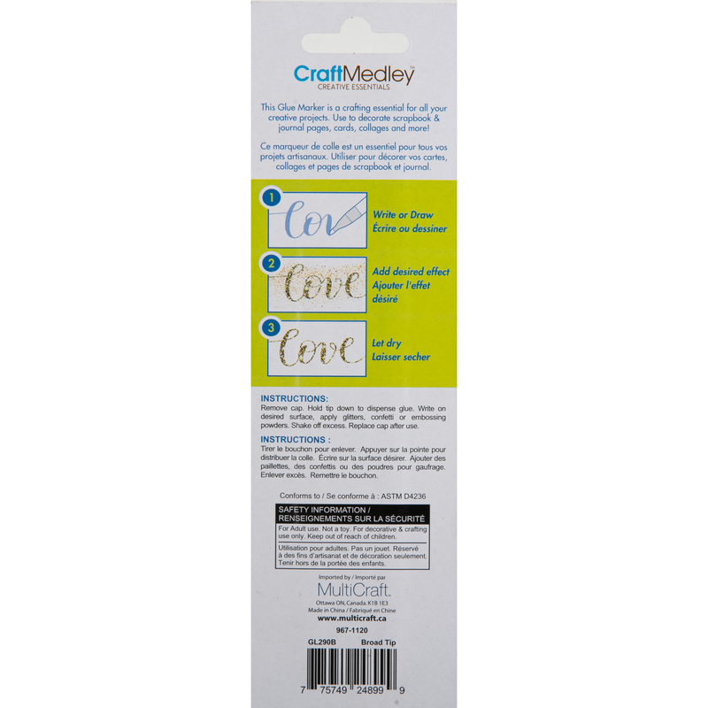 Light Gray MultiCraft Craft Medley Glue Marker, Broad Tip-Transparent 2g Craft Basics