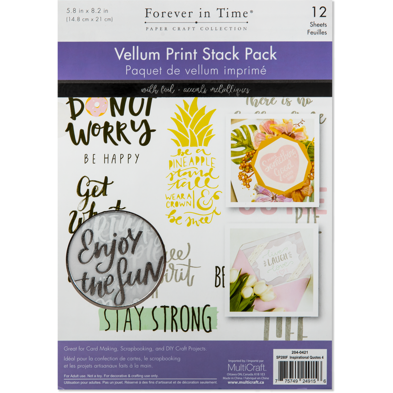 Dark Slate Gray MultiCraft Vellum Foil Print Stack Packs-Inspirational Quotes 4, 14.7x20.8cm  (12 Sheets) Paper Craft