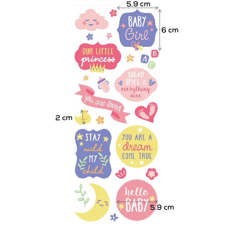 Rosy Brown MultiCraft Paper Craft Sticker: Classic Themes 'Clear' Photo Safe-Baby Girl 12.7x30.5cm Paper Craft