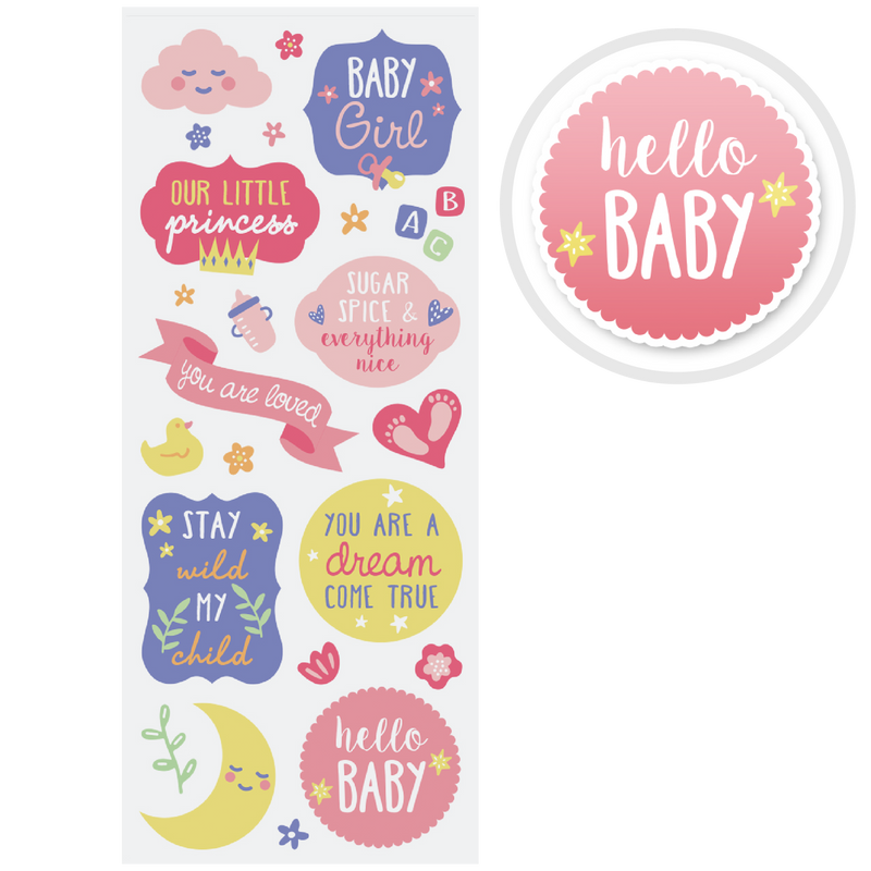 Rosy Brown MultiCraft Paper Craft Sticker: Classic Themes 'Clear' Photo Safe-Baby Girl 12.7x30.5cm Paper Craft