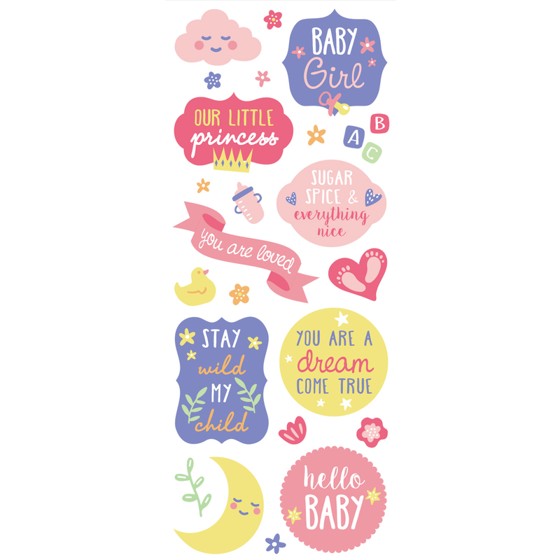 Light Pink MultiCraft Paper Craft Sticker: Classic Themes 'Clear' Photo Safe-Baby Girl 12.7x30.5cm Paper Craft