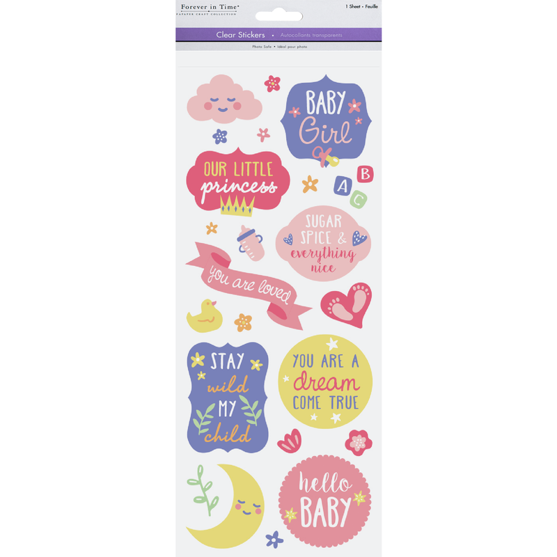 Antique White MultiCraft Paper Craft Sticker: Classic Themes 'Clear' Photo Safe-Baby Girl 12.7x30.5cm Paper Craft