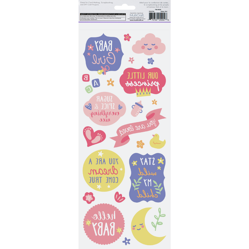 Antique White MultiCraft Paper Craft Sticker: Classic Themes 'Clear' Photo Safe-Baby Girl 12.7x30.5cm Paper Craft