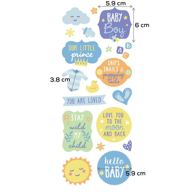 Pale Goldenrod MultiCraft Paper Craft Sticker: Classic Themes 'Clear' Photo Safe-Baby Boy 12.7x30.5cm Paper Craft