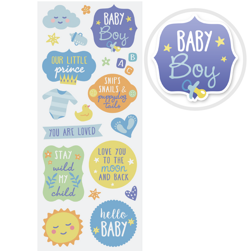 Light Slate Gray MultiCraft Paper Craft Sticker: Classic Themes 'Clear' Photo Safe-Baby Boy 12.7x30.5cm Paper Craft