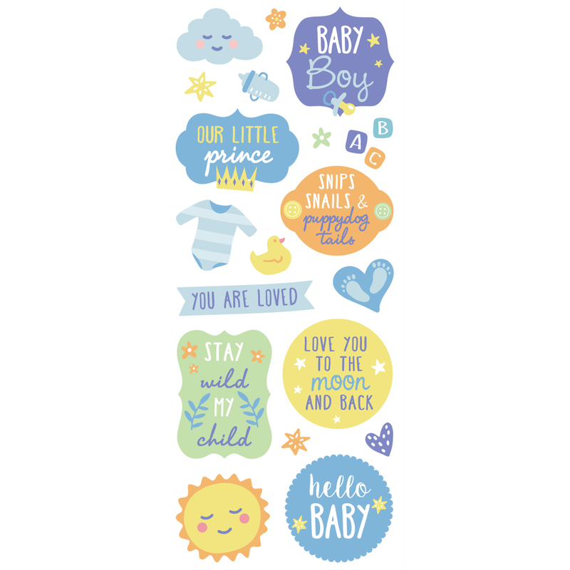 Light Goldenrod MultiCraft Paper Craft Sticker: Classic Themes 'Clear' Photo Safe-Baby Boy 12.7x30.5cm Paper Craft