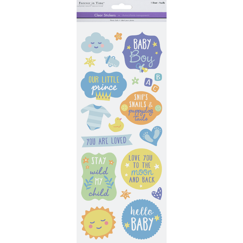 Light Gray MultiCraft Paper Craft Sticker: Classic Themes 'Clear' Photo Safe-Baby Boy 12.7x30.5cm Paper Craft