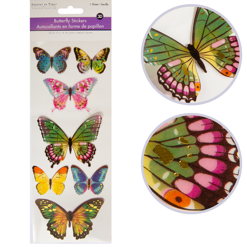 MultiCraft Paper Craft Stickers 3D Butterflies-Style 3, 25.5cmx10cm