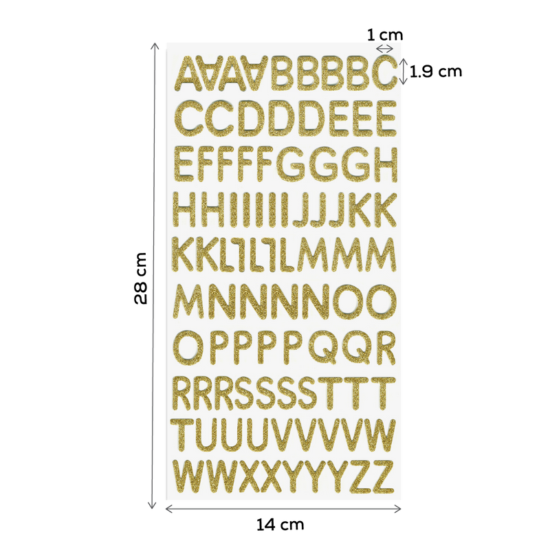 Beige MultiCraft Paper Craft Sticker: Glitter Foam Alphabet Letters 19mm-Gold 14.2x27.9cm Paper Craft