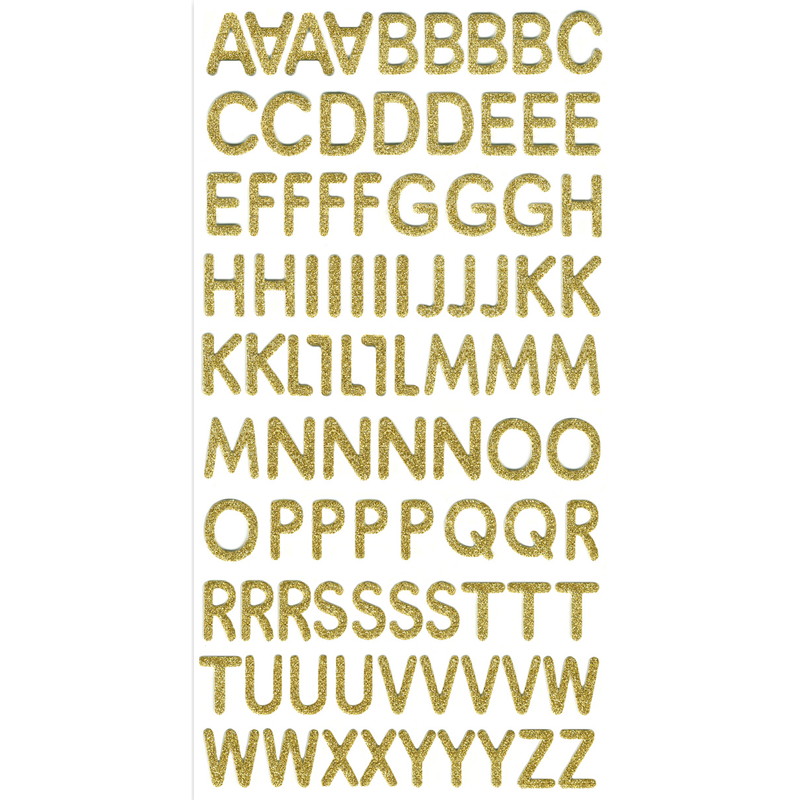 Dark Khaki MultiCraft Paper Craft Sticker: Glitter Foam Alphabet Letters 19mm-Gold 14.2x27.9cm Paper Craft