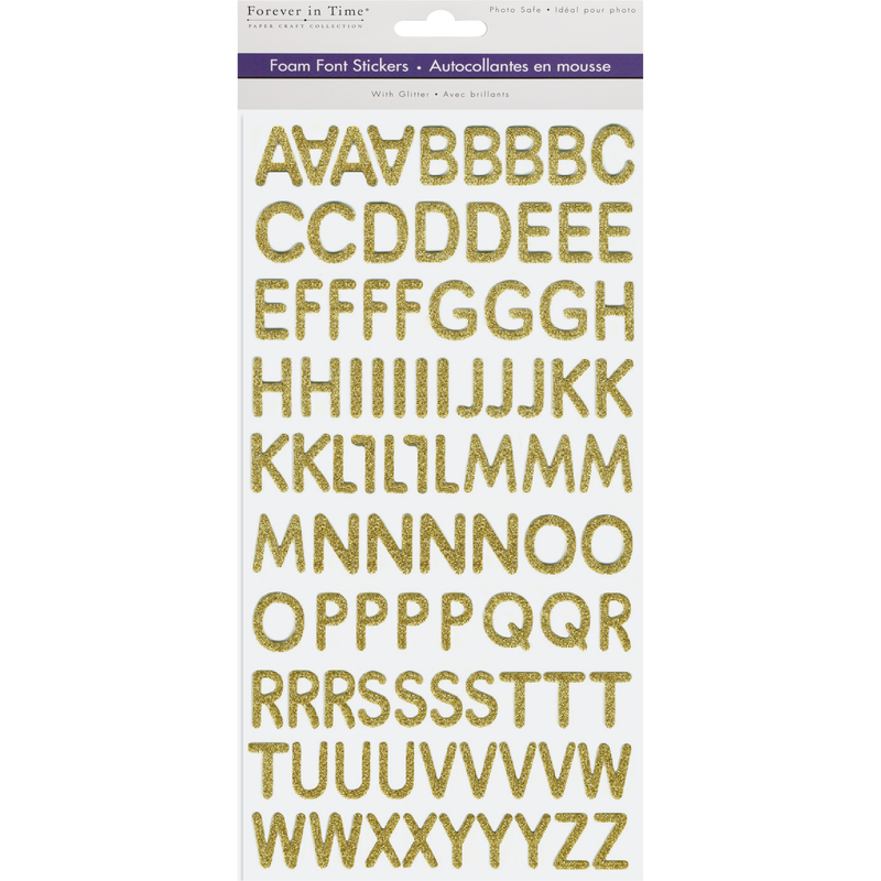 Olive Drab MultiCraft Paper Craft Sticker: Glitter Foam Alphabet Letters 19mm-Gold 14.2x27.9cm Paper Craft