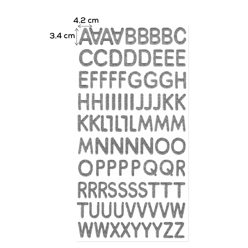 Light Slate Gray MultiCraft Paper Craft Sticker: Glitter Foam Alphabet Letters 19mm-Silver 14.2x27.9cm Paper Craft