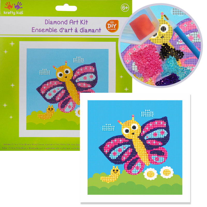 Gray MultiCraft Krafty Kids Kit: DIY Diamond Art Kit-Butterfly Adult Craft Kit