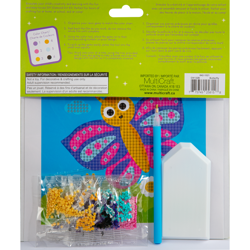 Gray MultiCraft Krafty Kids Kit: DIY Diamond Art Kit-Butterfly Adult Craft Kit