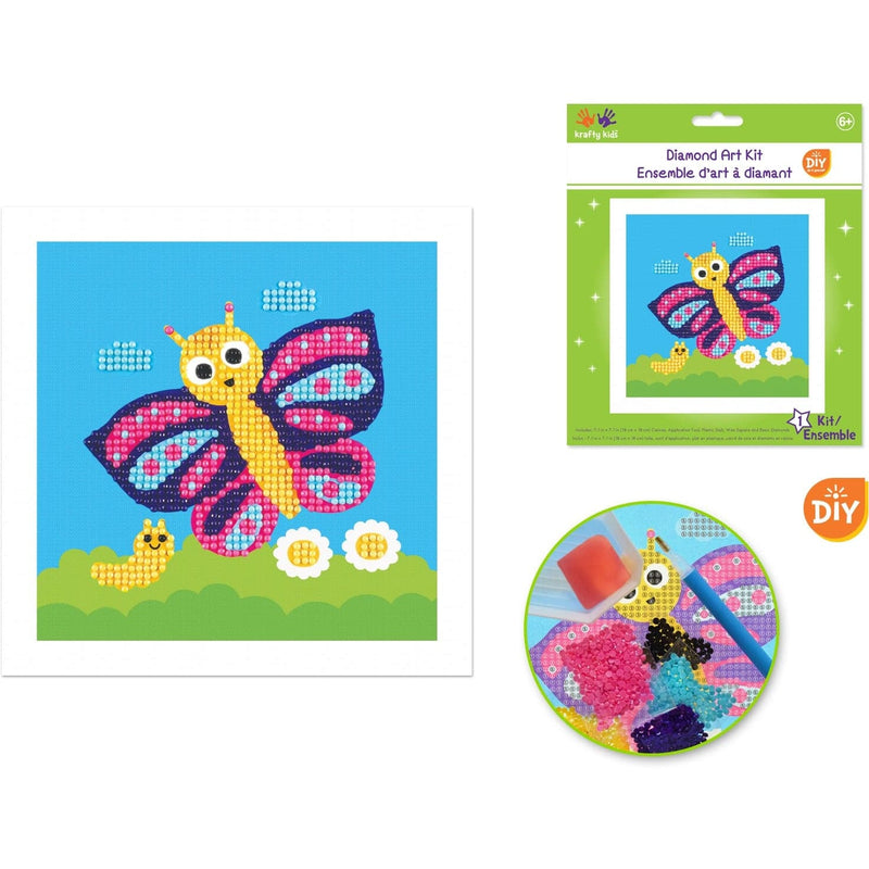 Steel Blue MultiCraft Krafty Kids Kit: DIY Diamond Art Kit-Butterfly Adult Craft Kit