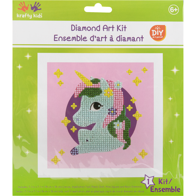 Yellow Green MultiCraft Krafty Kids Kit: DIY Diamond Art Kit-Unicorn Adult Craft Kit