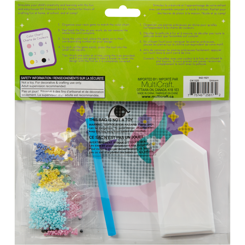 Gray MultiCraft Krafty Kids Kit: DIY Diamond Art Kit-Unicorn Adult Craft Kit